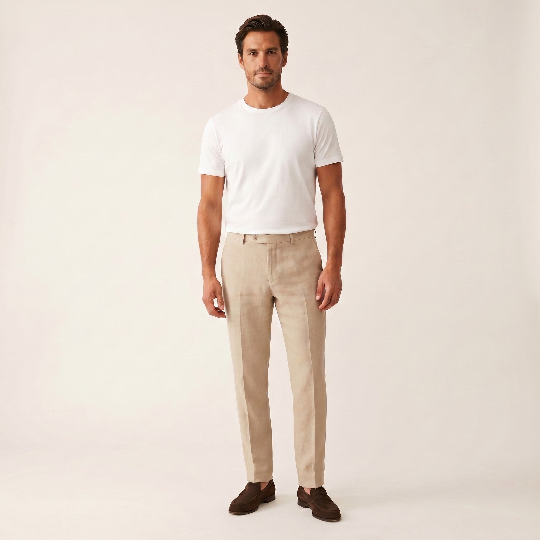Hugo | Men's Linen Trousers - stone