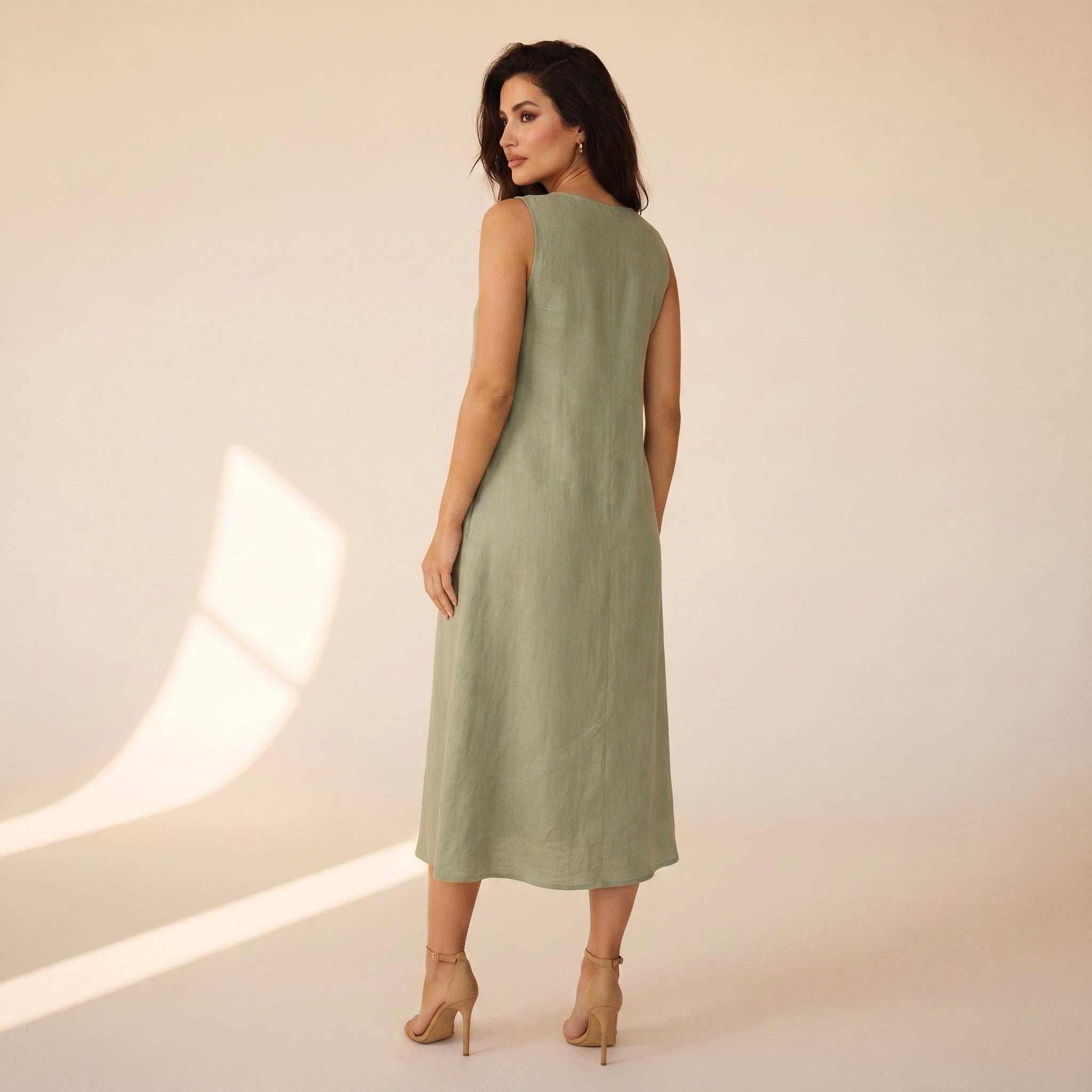 Seraphine | Women's Linen Midi Dress - back