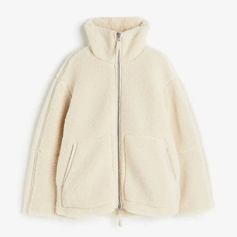 Oversized Sherpa Zip-Up Jacket for Women