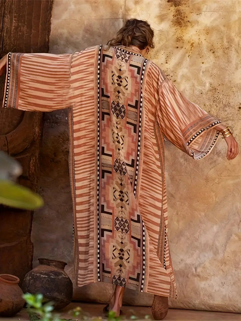 Plus Size Bohemian Kimono with Adjustable Belt