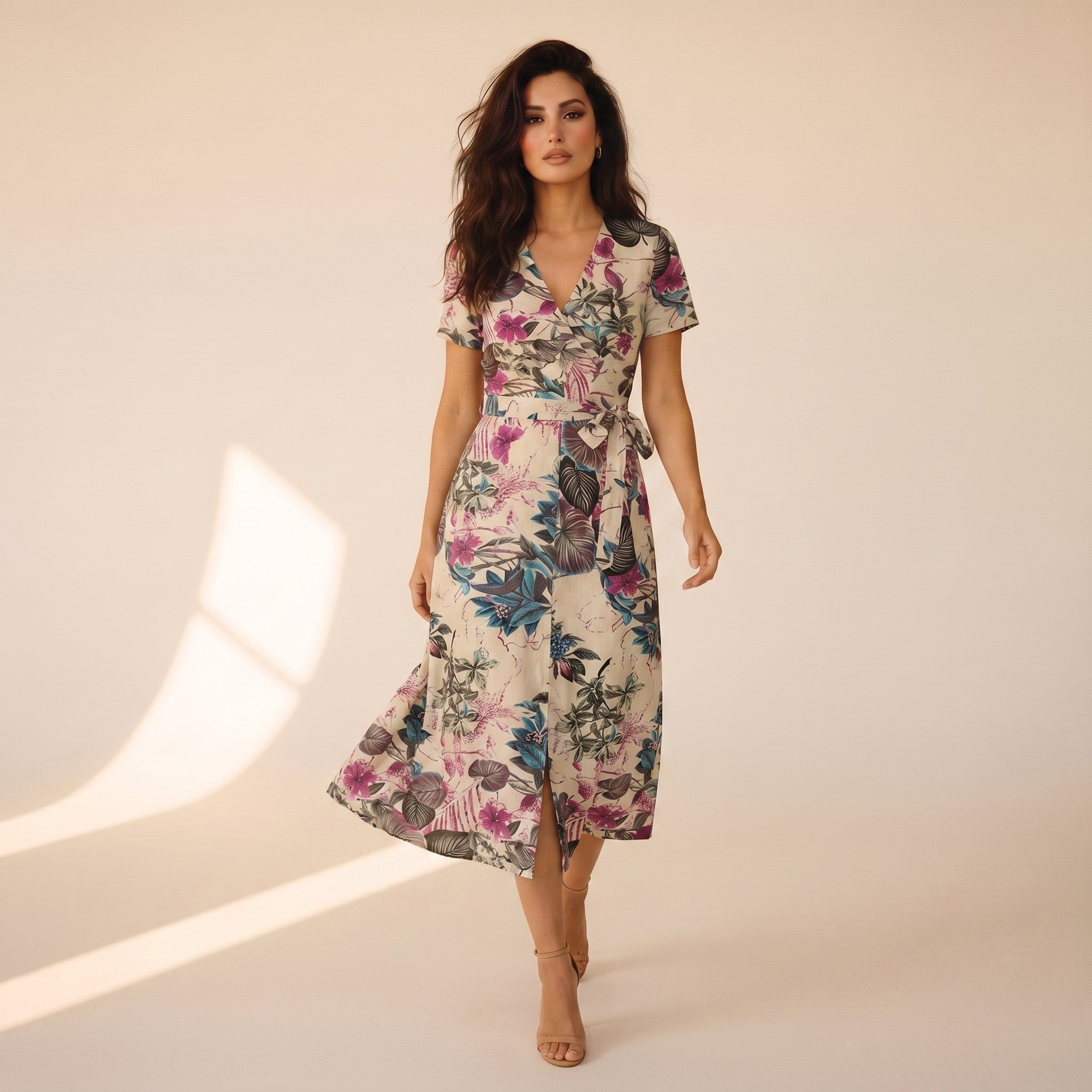Faye | Women's Cotton Wrap Midi Dress - view 4