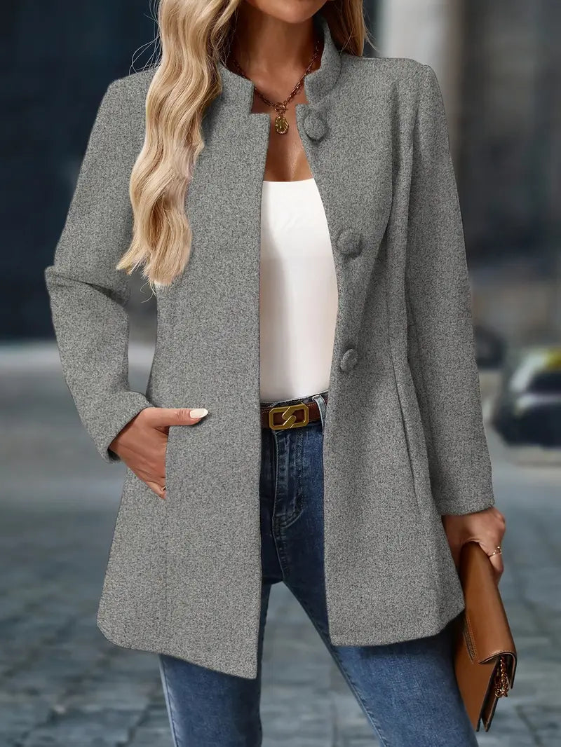 Button Front A-Line Coat for Women