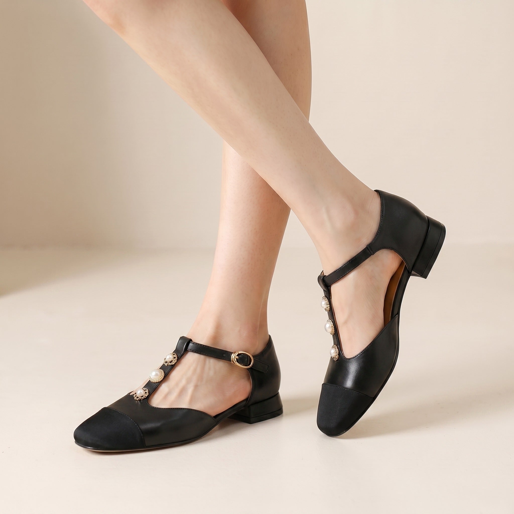 Saskia | Women's Leather Slingback Sandals - Black