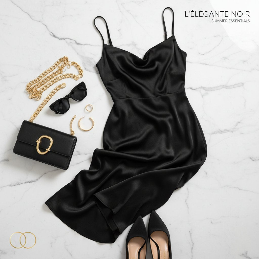 Celeste | Women's Satin Slip Midi Dress - lifestyle 2