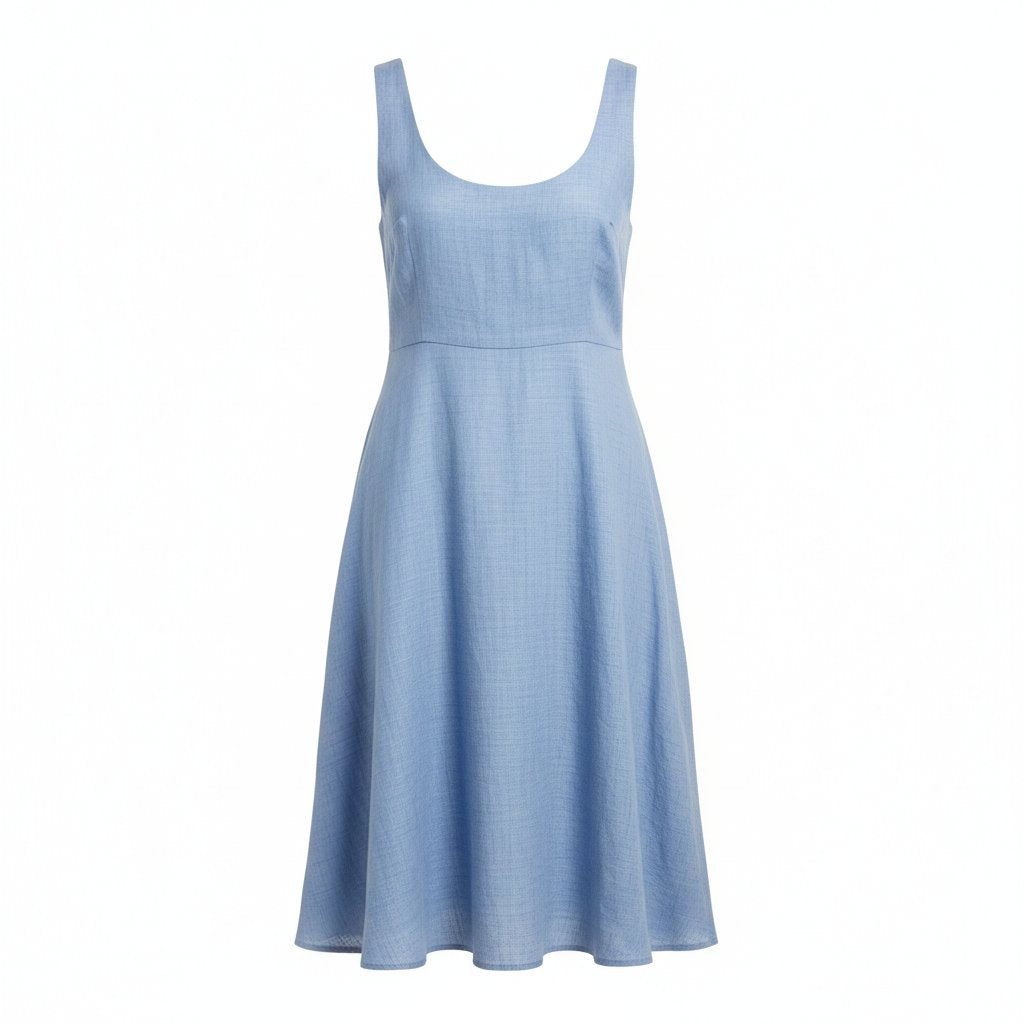 Seraphine | Women's Linen A-Line Summer Dress - Light Blue