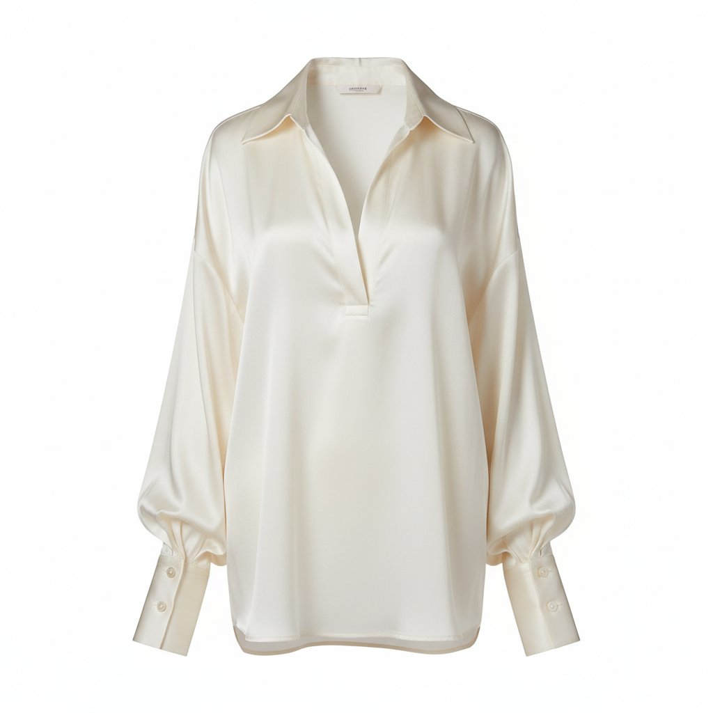 Solene | Women's Silk Oversized Blouse - Ivory