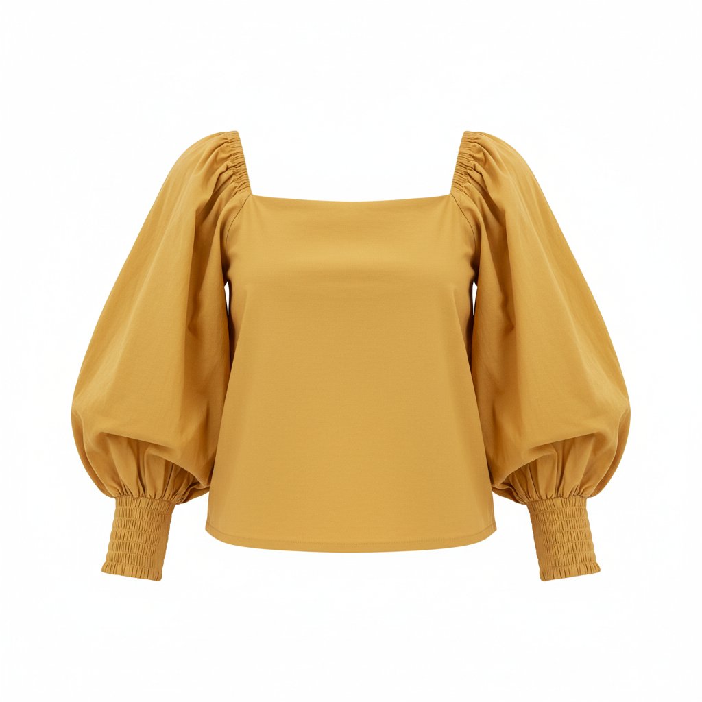 Thalia | Women's Cotton Puff Sleeve Top - Butter Yellow