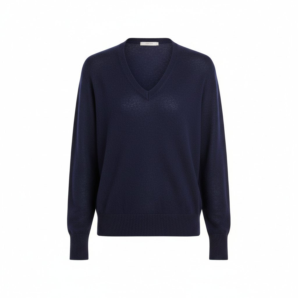 Astrid | Women's Cashmere V-Neck Sweater - Navy