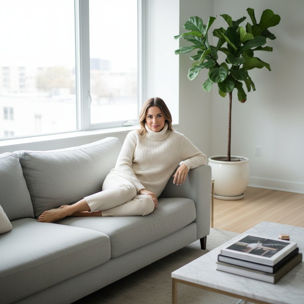Brielle | Women's Cashmere Turtleneck Sweater - lifestyle 4