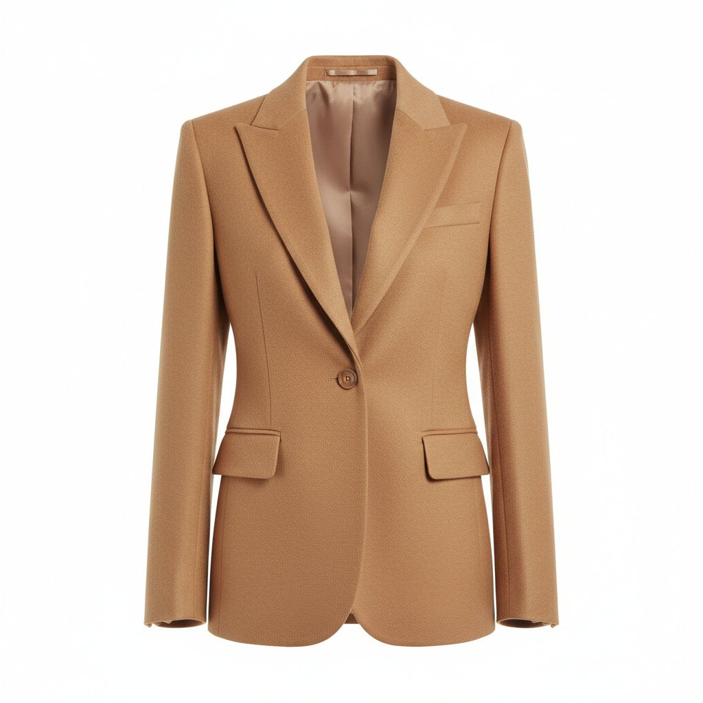 Dahlia | Women's Wool Tailored Blazer - Camel