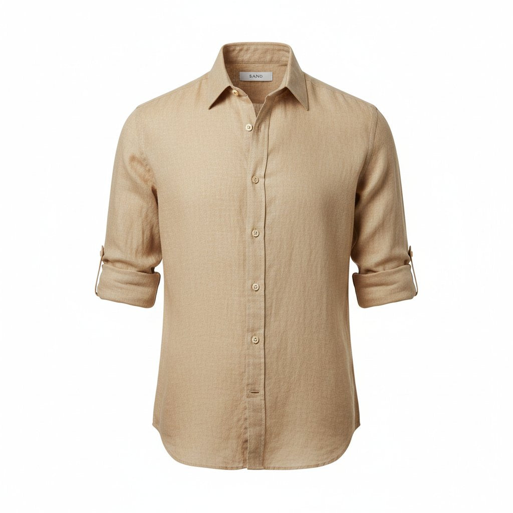 Beckett | Men's Linen Classic Summer Shirt - Sand