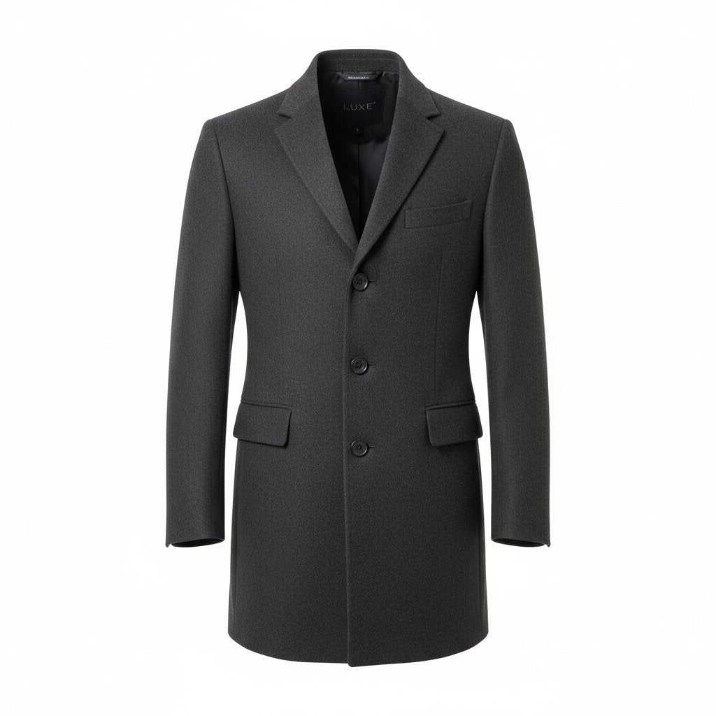 Griffin | Men's Wool Fitted Overcoat - Charcoal