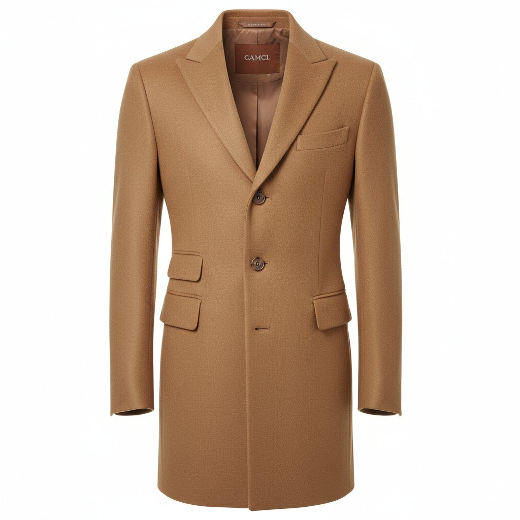 Griffin | Men's Wool Fitted Overcoat - Camel