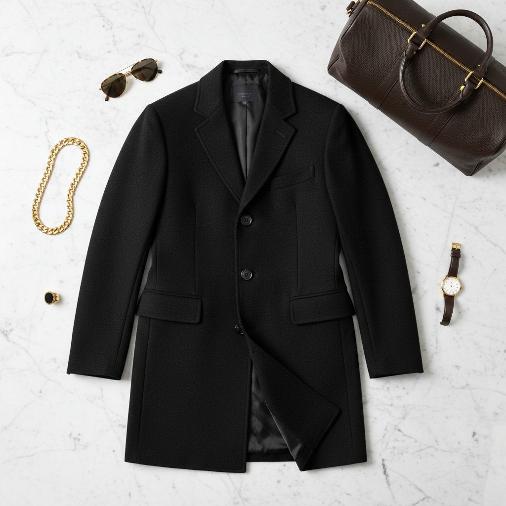 Griffin | Men's Wool Fitted Overcoat - lifestyle 2