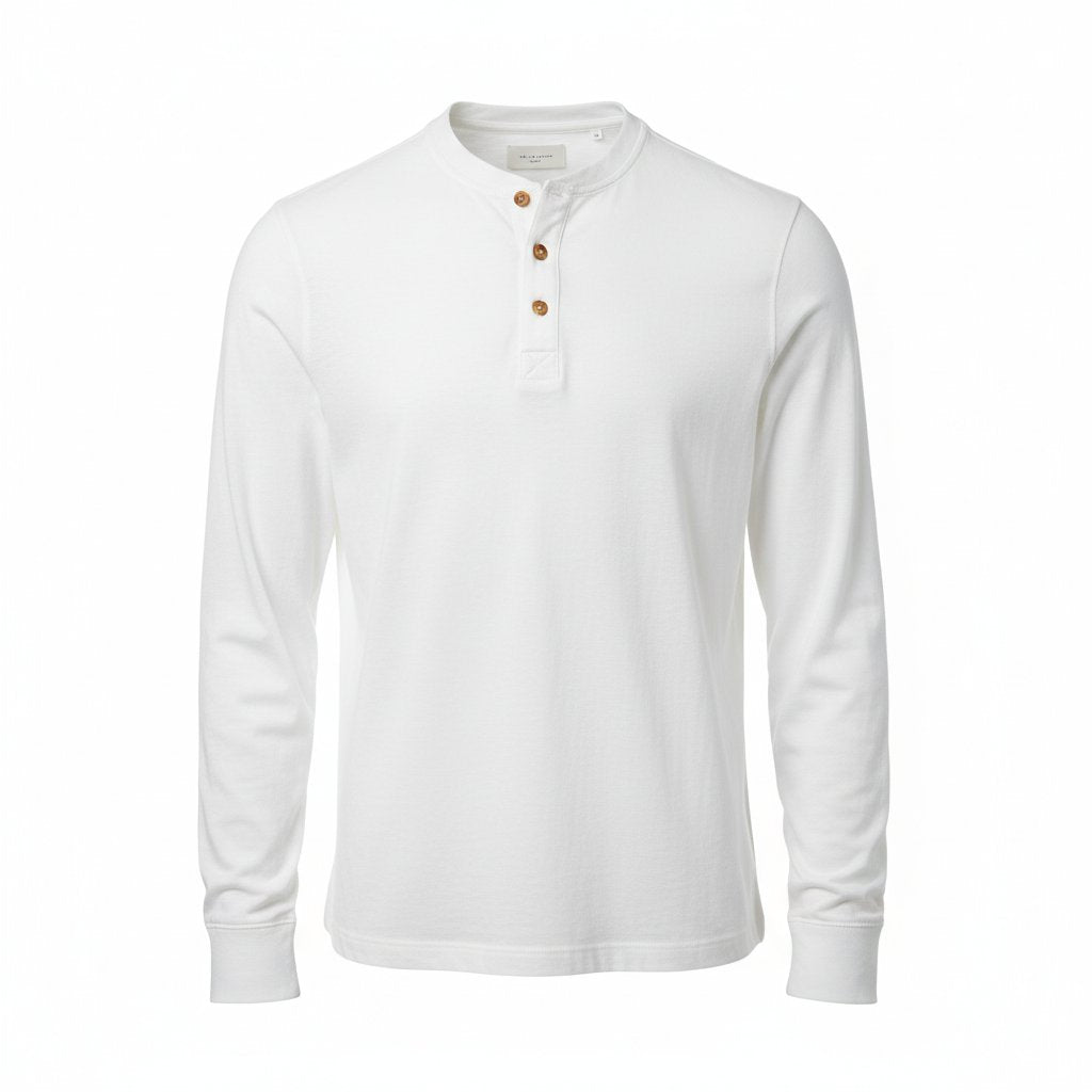 Sullivan | Men's Cotton Henley Long Sleeve - White