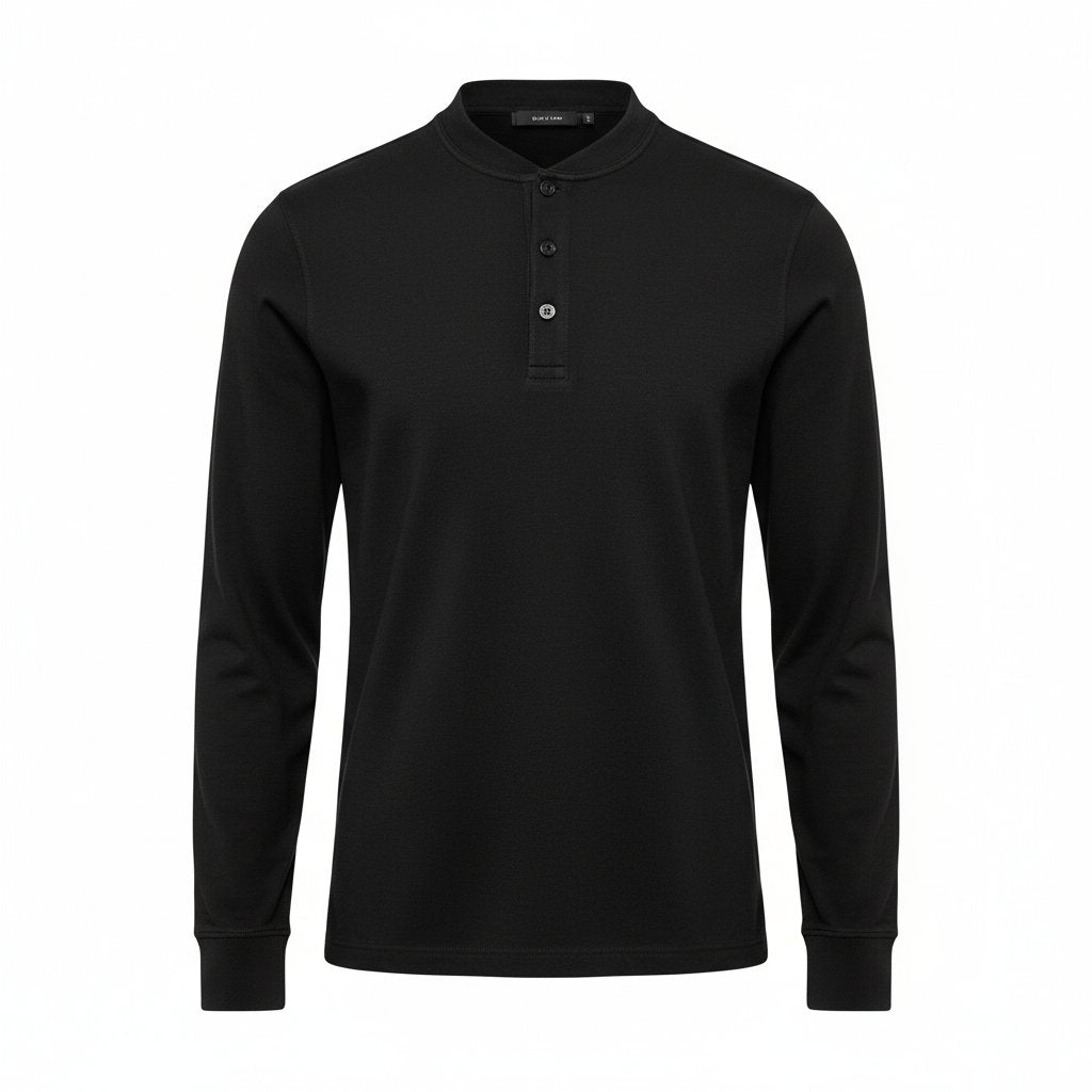 Sullivan | Men's Cotton Henley Long Sleeve - Black