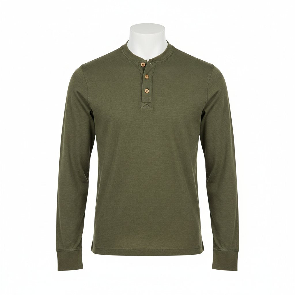 Sullivan | Men's Cotton Henley Long Sleeve - Olive