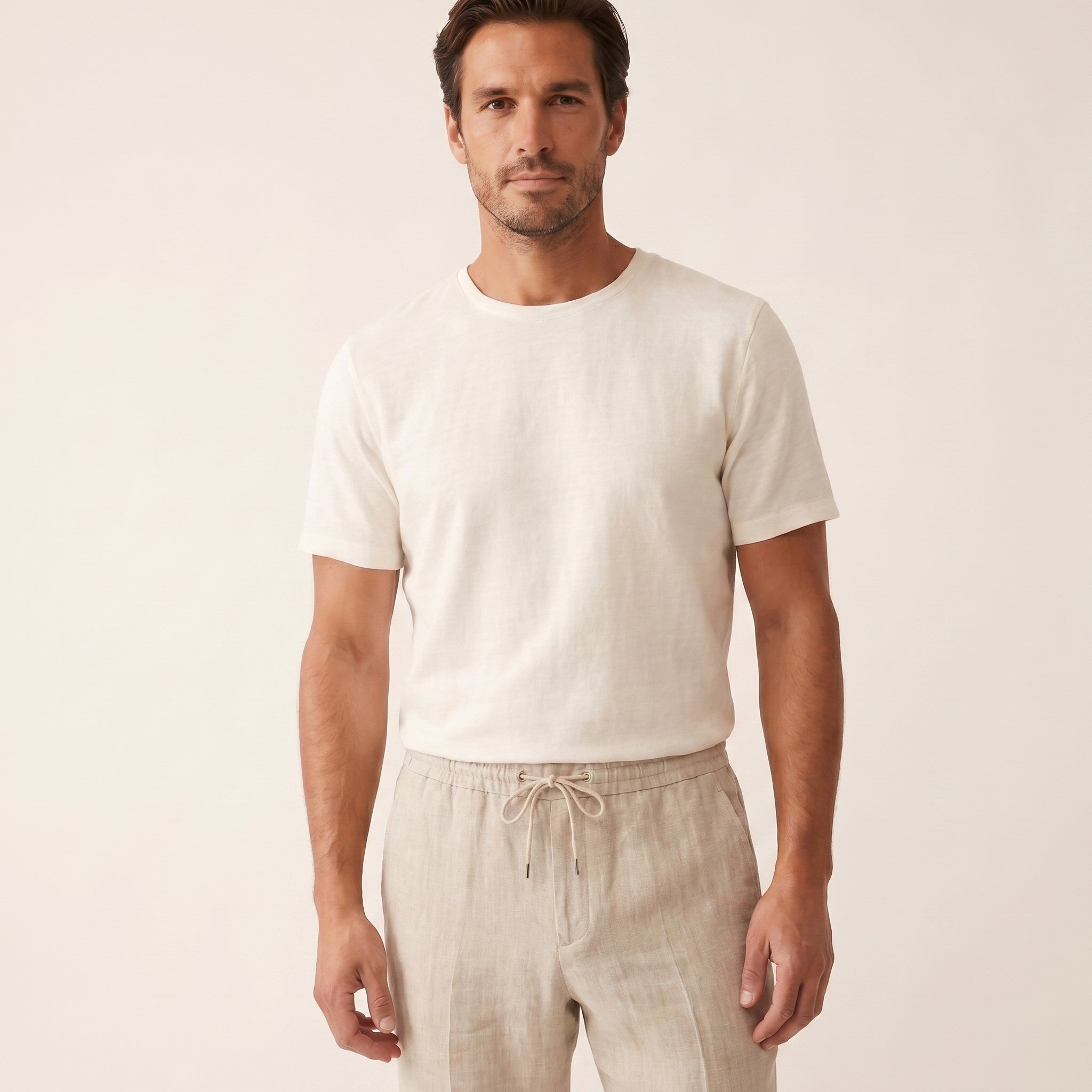 Adrien | Men's Linen Drawstring Trousers - view 3