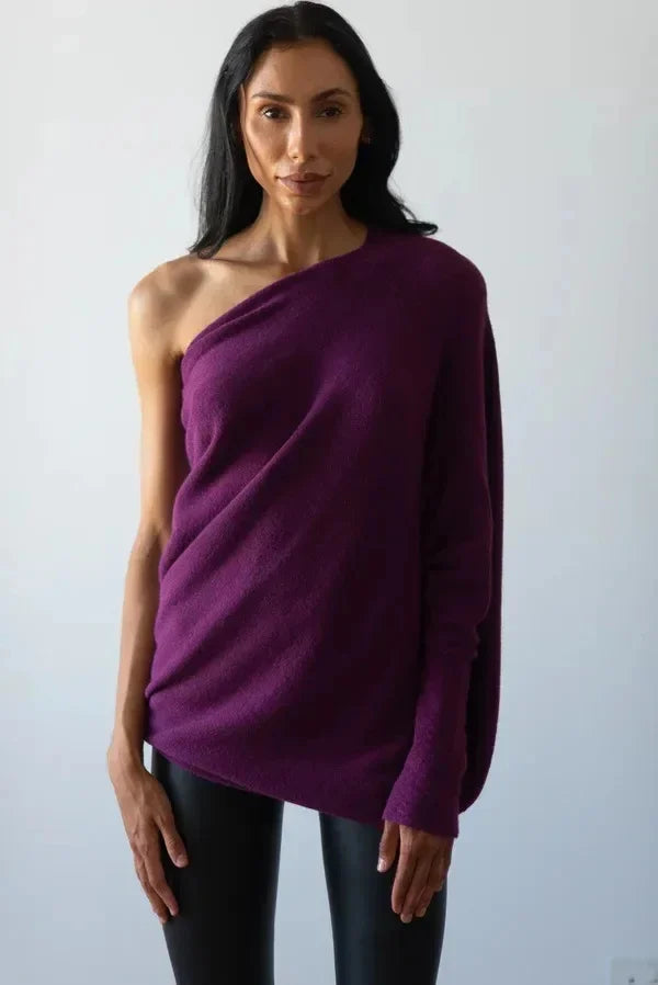 Off-Center Draped Sweater by Paulina