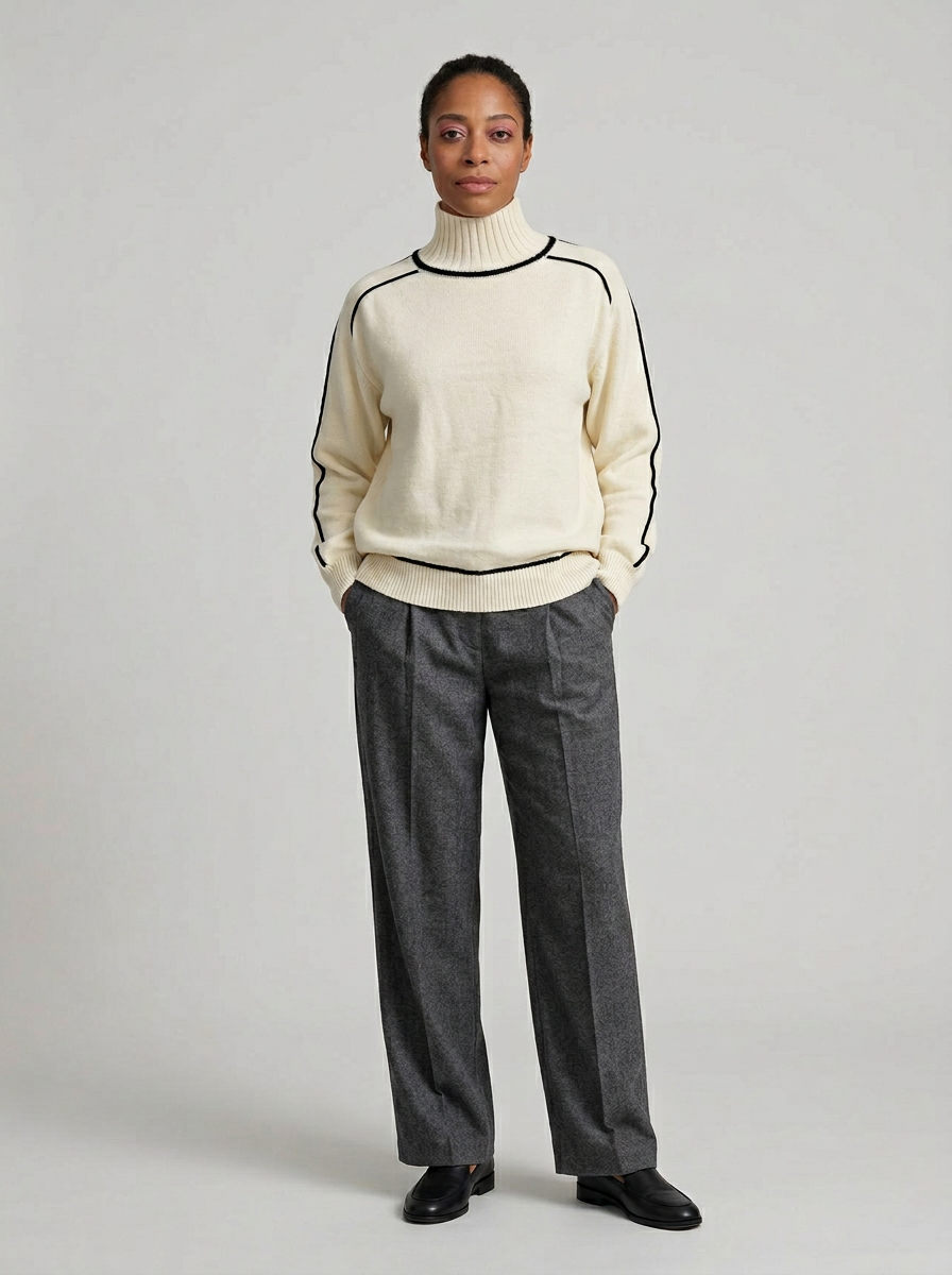Turtleneck Sweater – Minimalist Color Block Knit