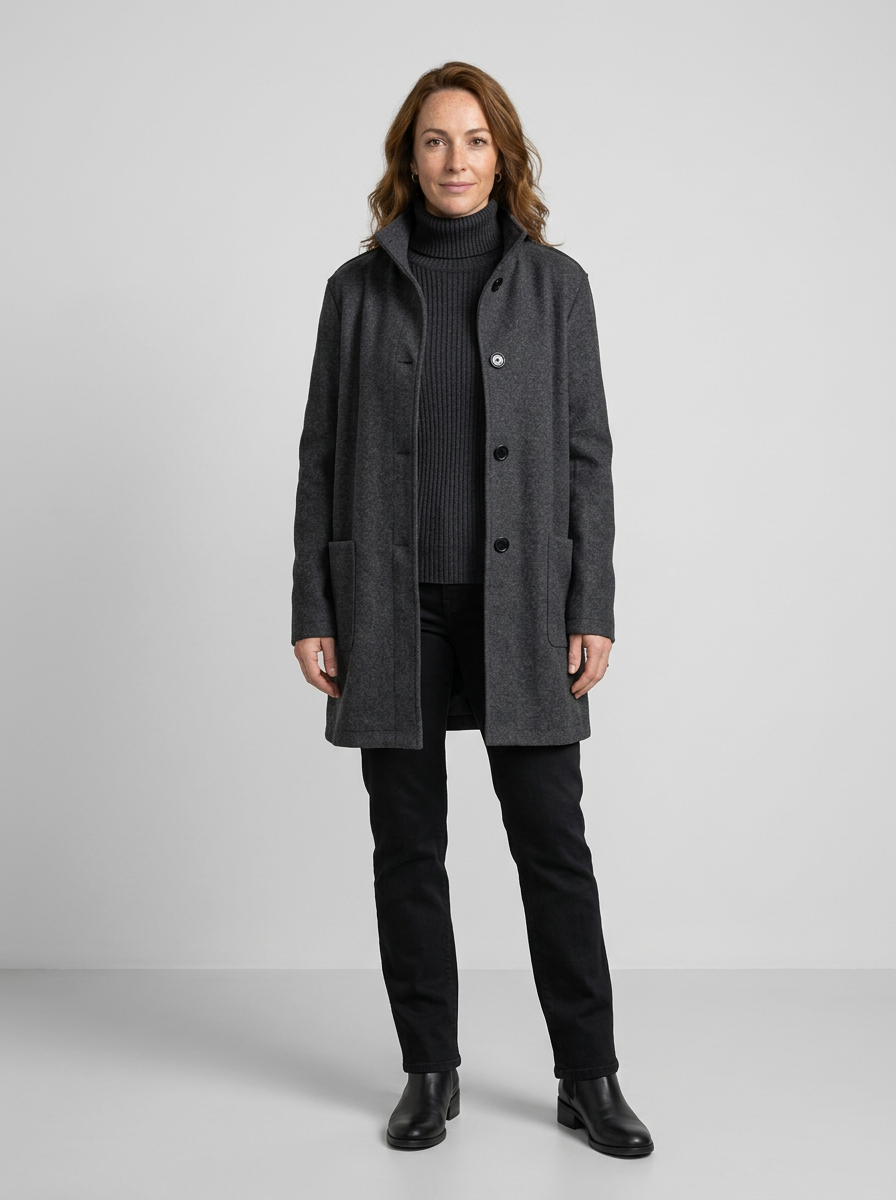 Women’s High Collar Jacket – Modern Straight-Fit Winter Coat for Style & Comfort