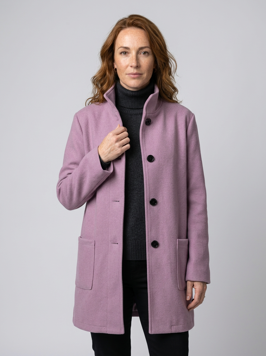 Women’s High Collar Jacket – Modern Straight-Fit Winter Coat for Style & Comfort