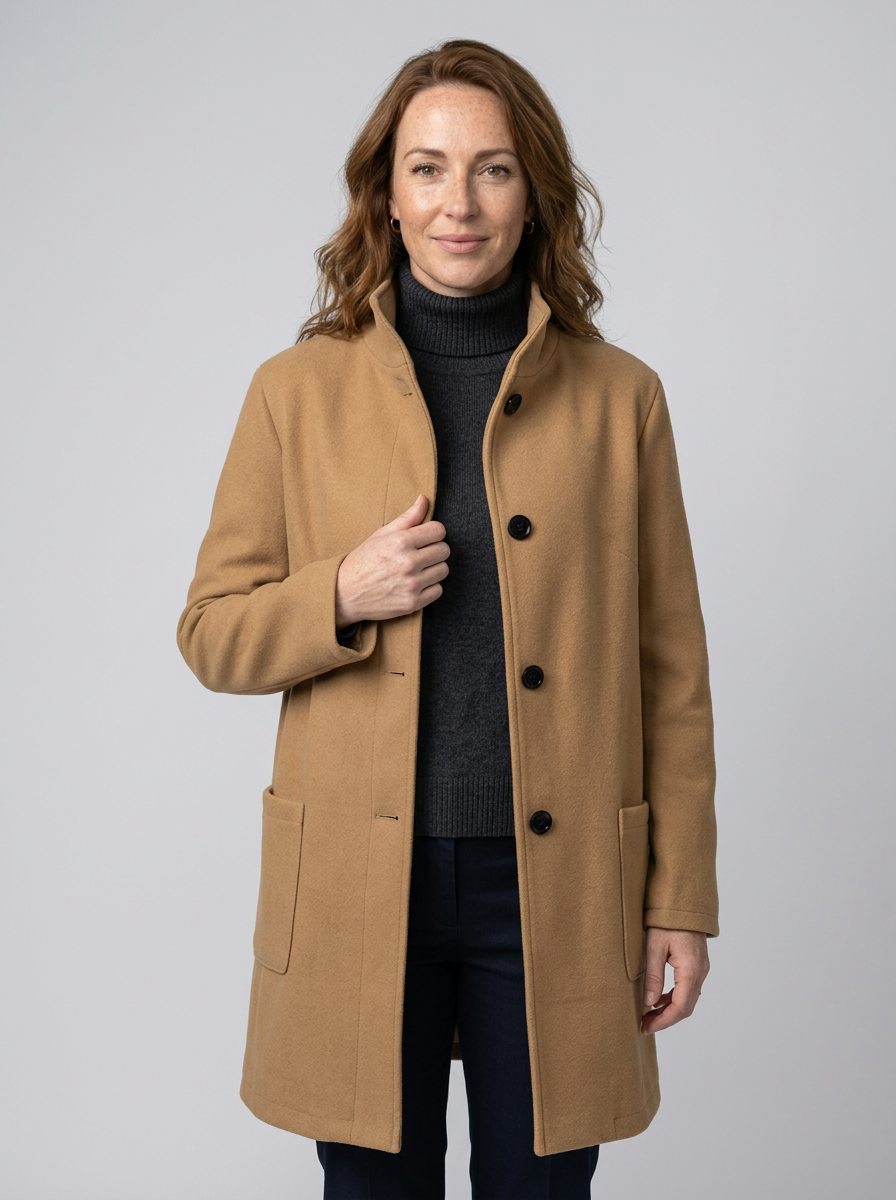 Women’s High Collar Jacket – Modern Straight-Fit Winter Coat for Style & Comfort