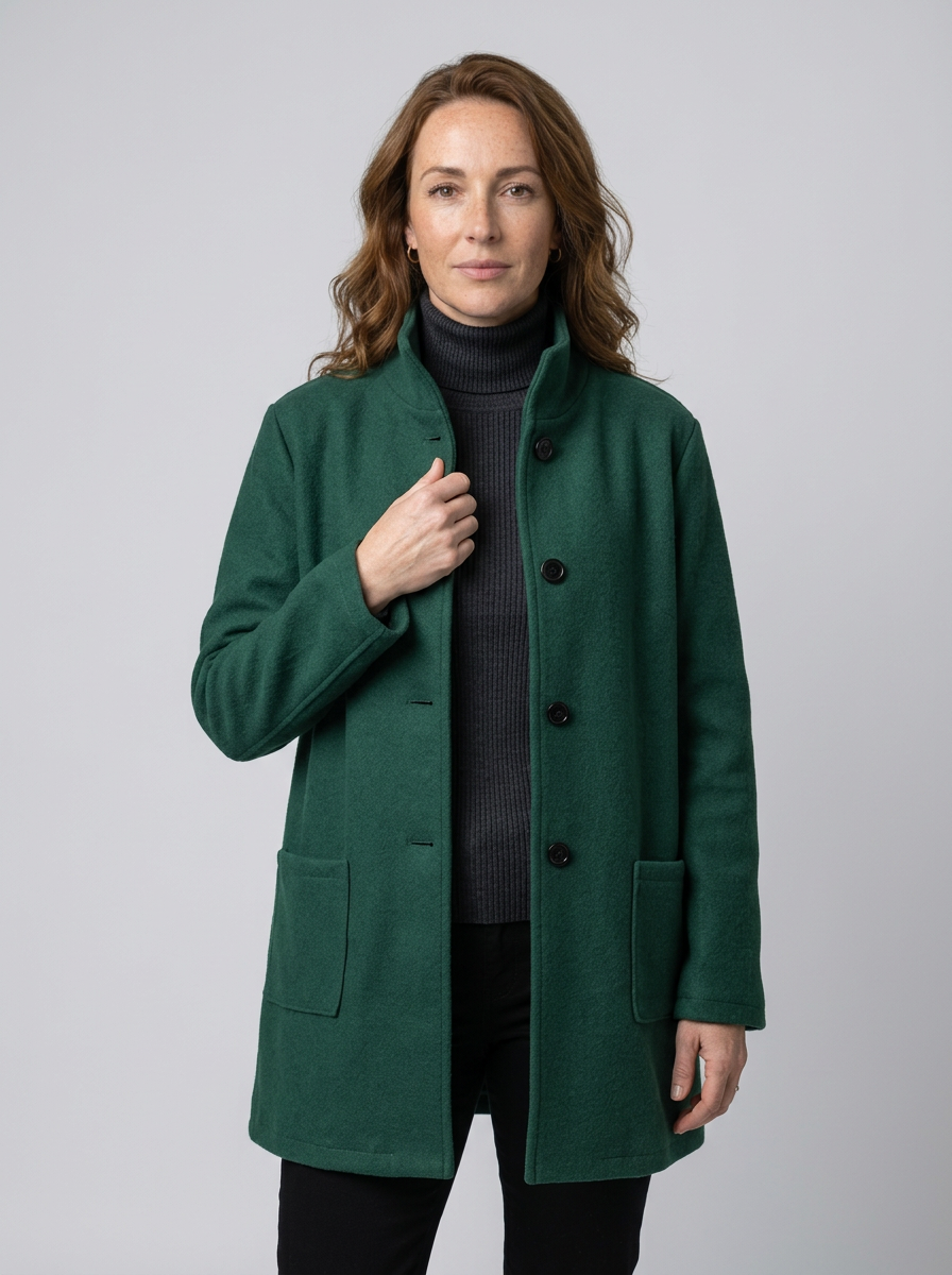 Women’s High Collar Jacket – Modern Straight-Fit Winter Coat for Style & Comfort