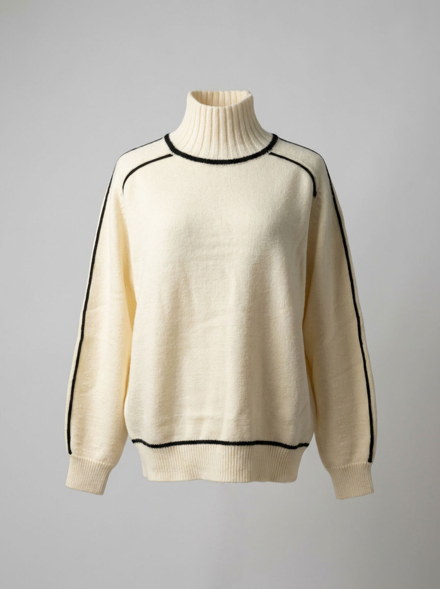 Turtleneck Sweater – Minimalist Color Block Knit