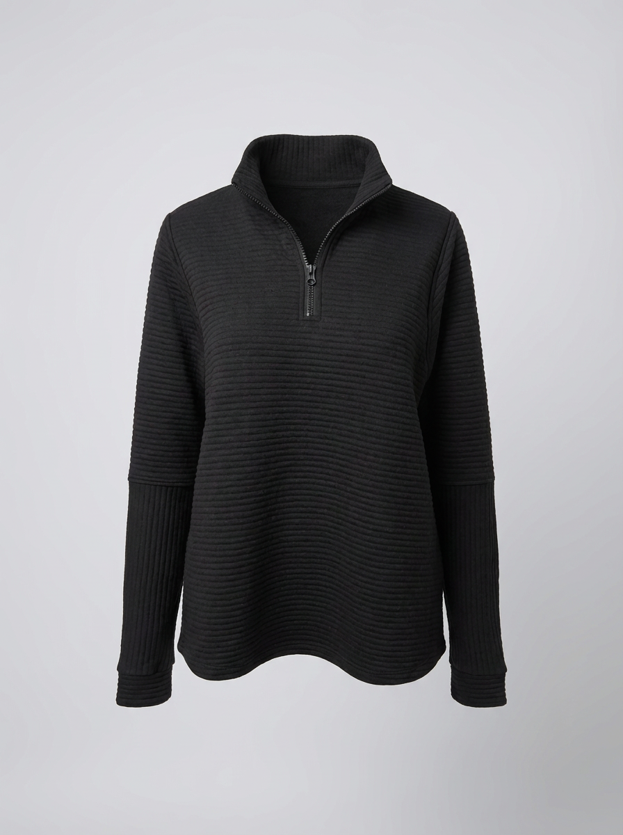 Women’s Ribbed Half-Zip Pullover – Soft, Casual & Perfect for Everyday Wear