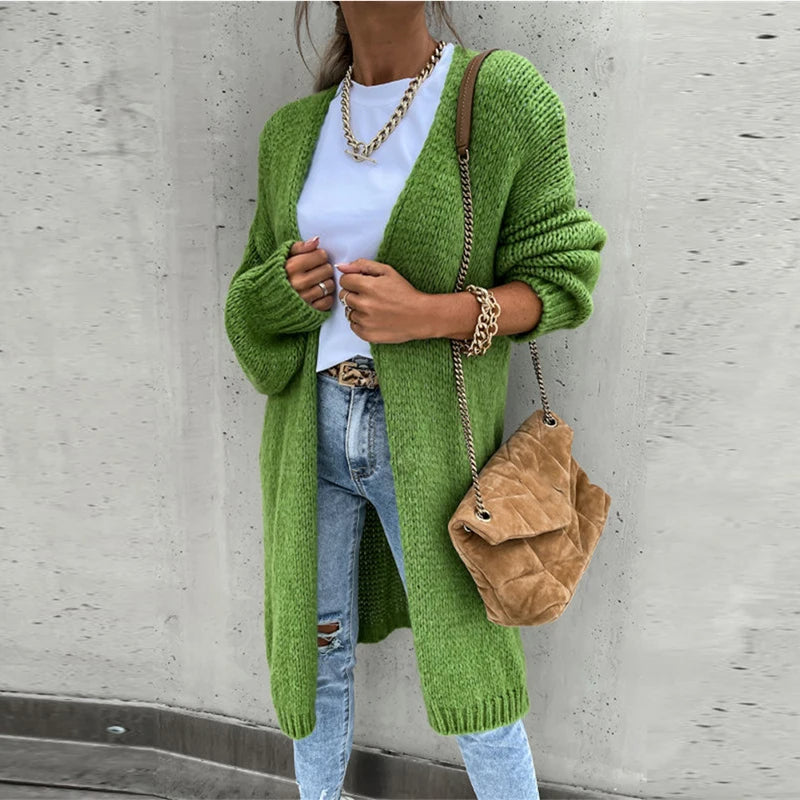 Elegant women's cashmere cardigan - mid-length and warm for fall/winter