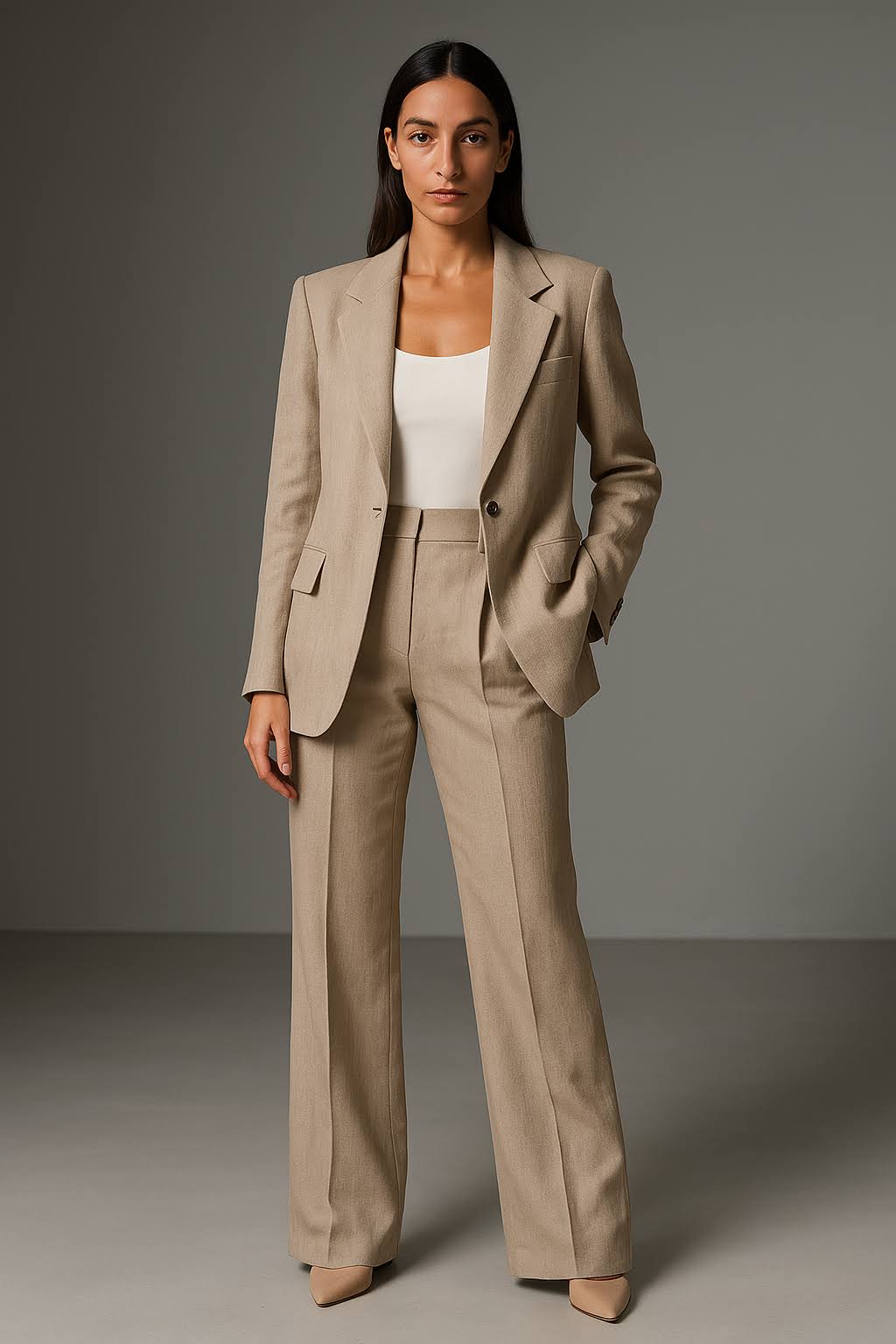 Wide Leg Blazer Pant Set for Women