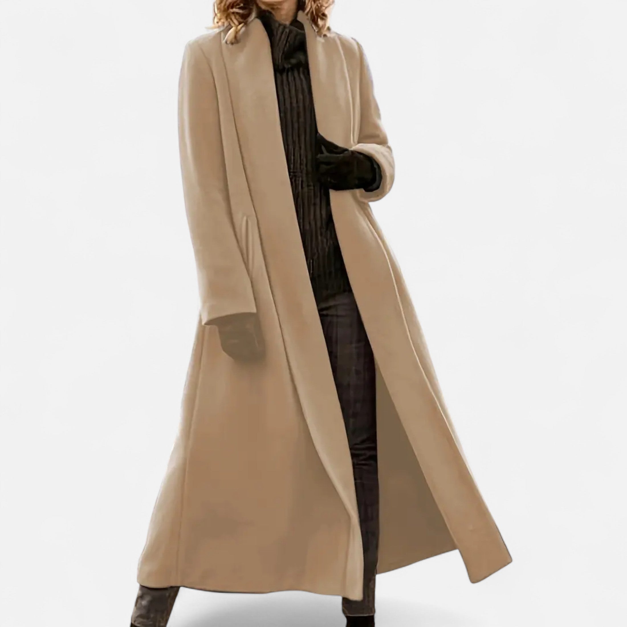 Women’s Long Plus-Size Trench Coat – Lightweight Elegant Lapel Jacket
