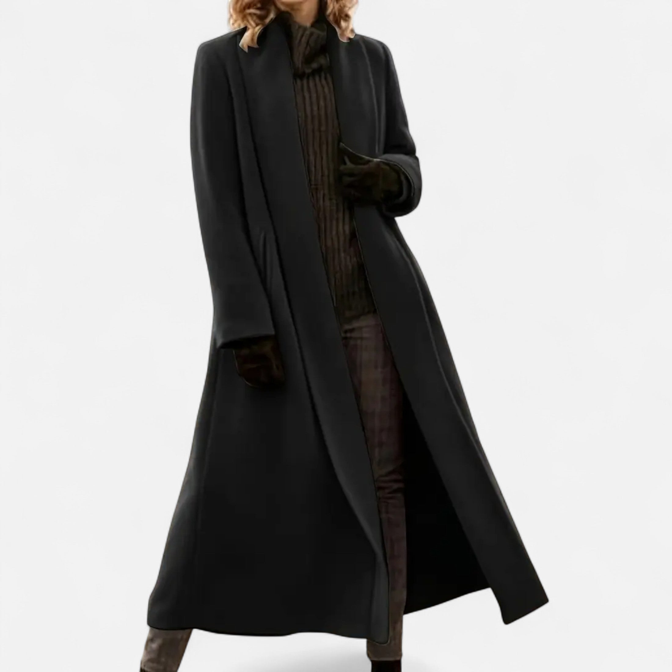 Women’s Long Plus-Size Trench Coat – Lightweight Elegant Lapel Jacket