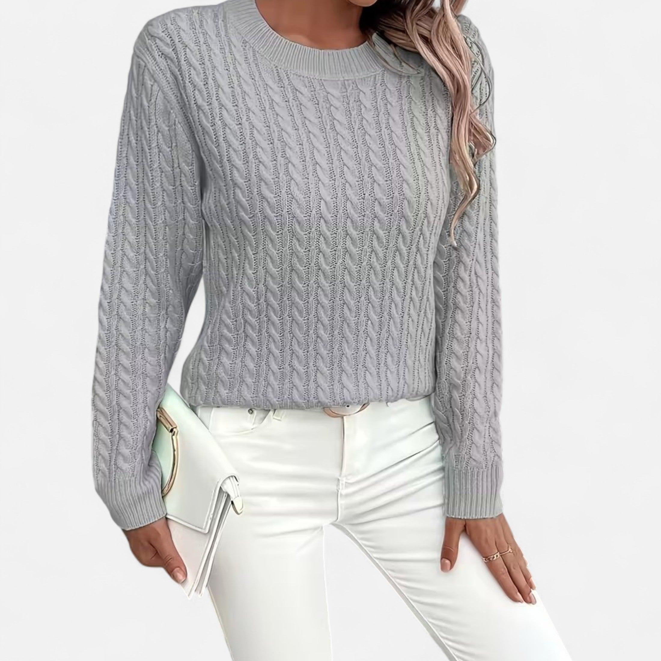 Women’s Loose-Fit Knit Sweater – Soft Round-Neck Lightweight Pullover