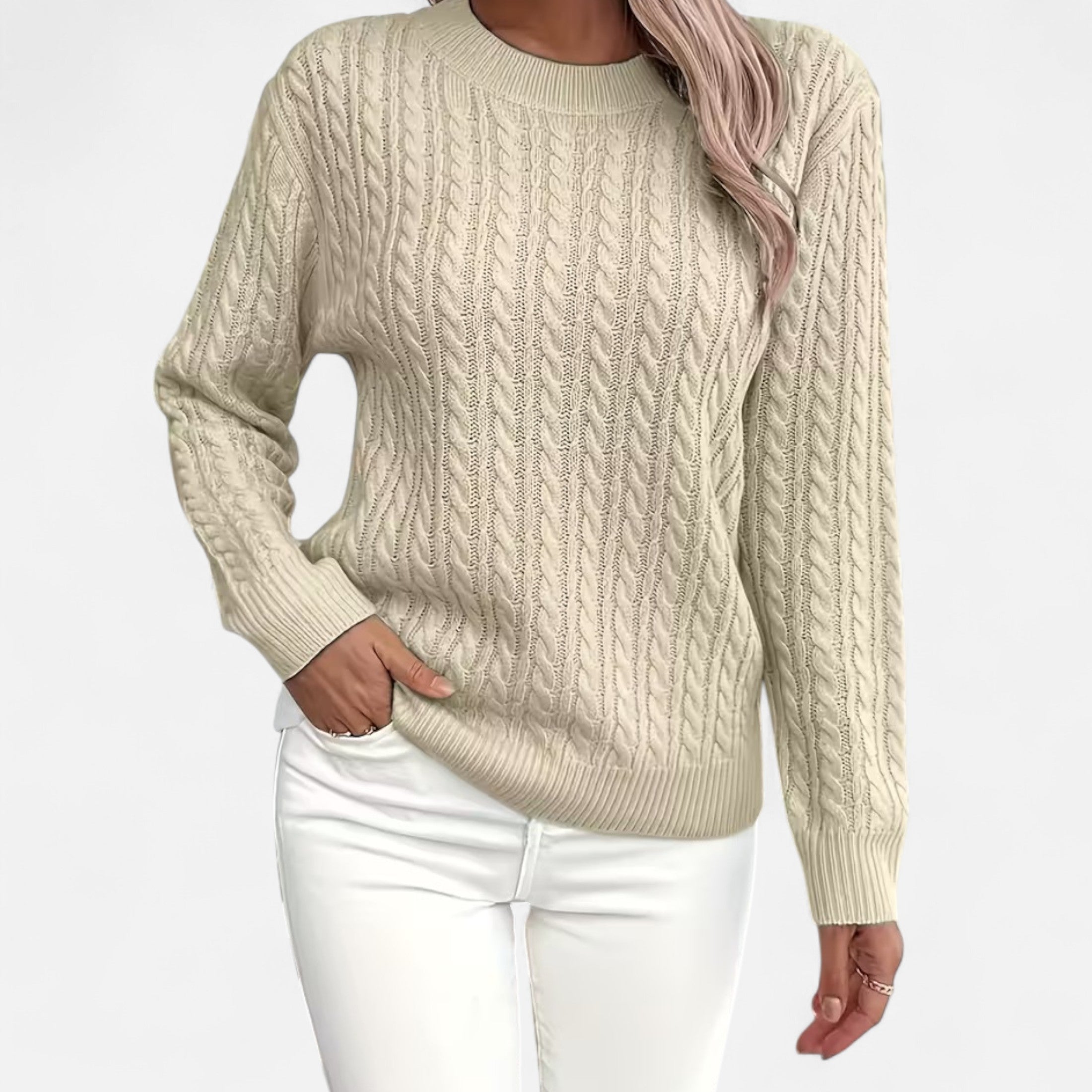 Women’s Loose-Fit Knit Sweater – Soft Round-Neck Lightweight Pullover