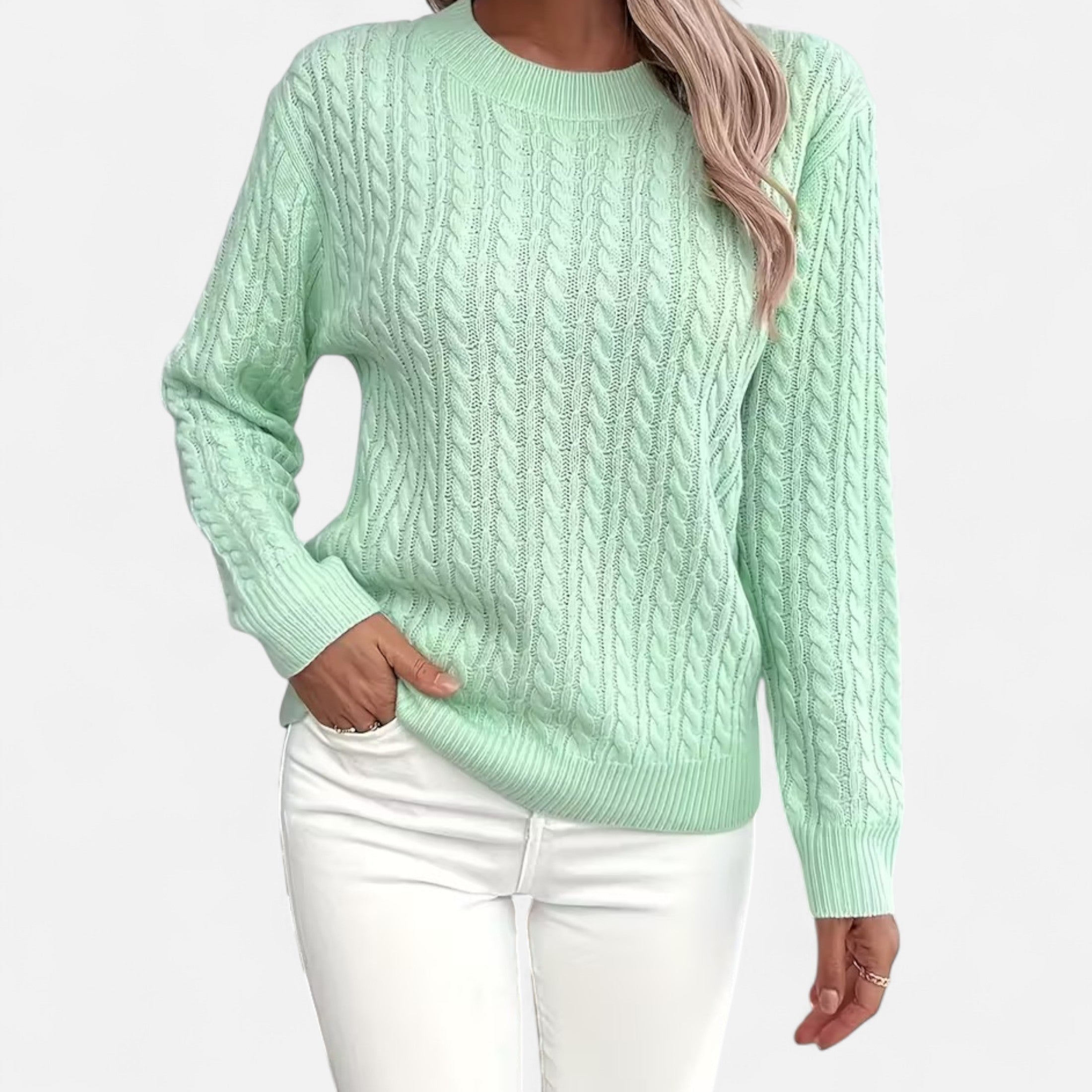 Women’s Loose-Fit Knit Sweater – Soft Round-Neck Lightweight Pullover