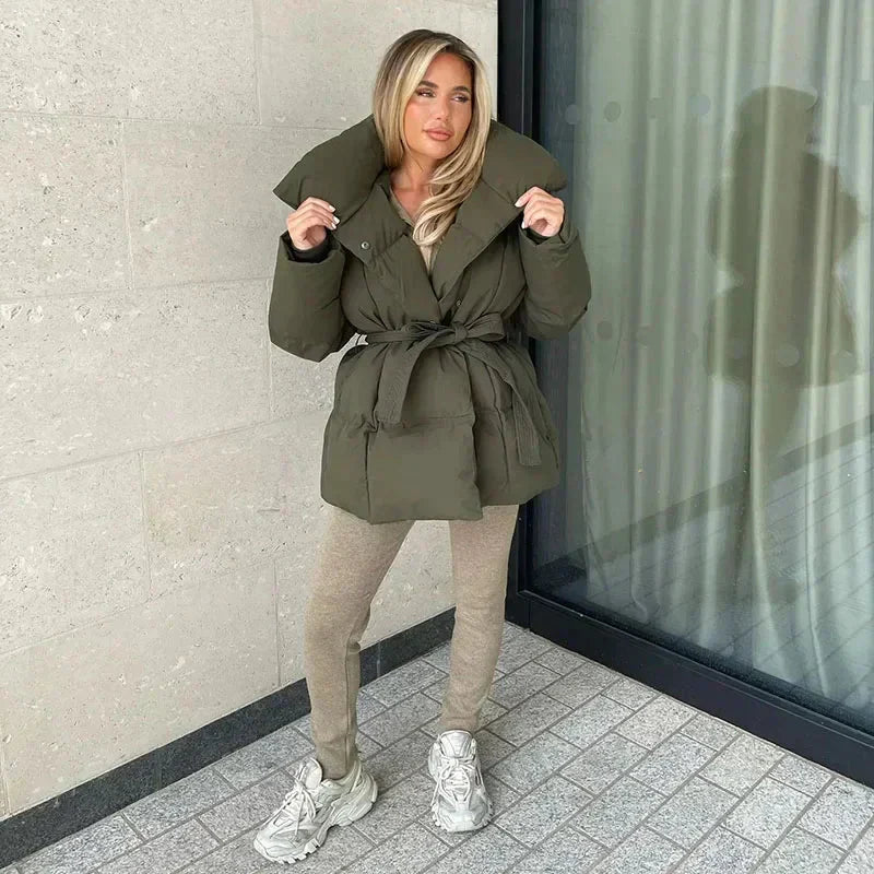 Belted Puffer Coat – Elegant Warmth for Winter Days