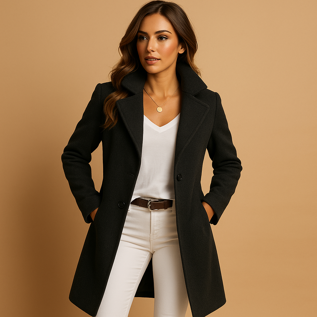 Double-Breasted Long Coat for Women