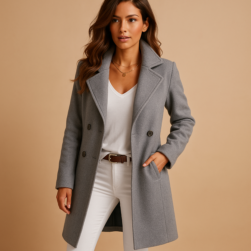 Double-Breasted Long Coat for Women