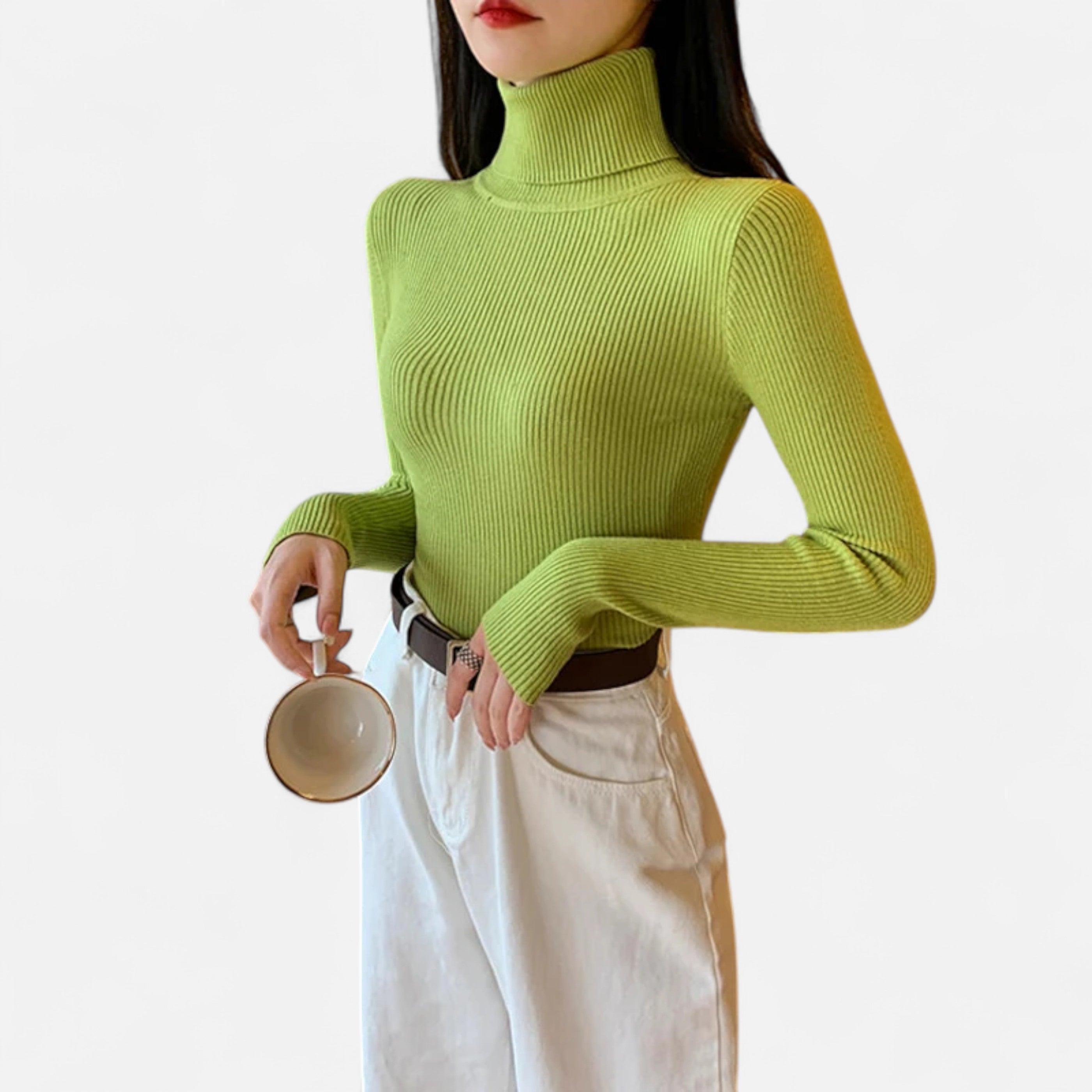 Women’s Ribbed Turtleneck Sweater – Soft Slim-Fit Winter Knit Top