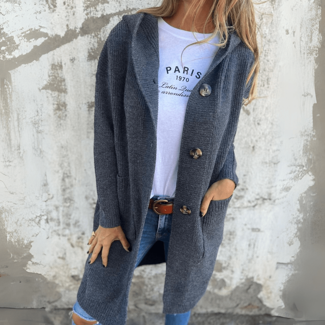 Long Knit Cardigan with Buttons – Lightweight Spring Layer for Effortless Style