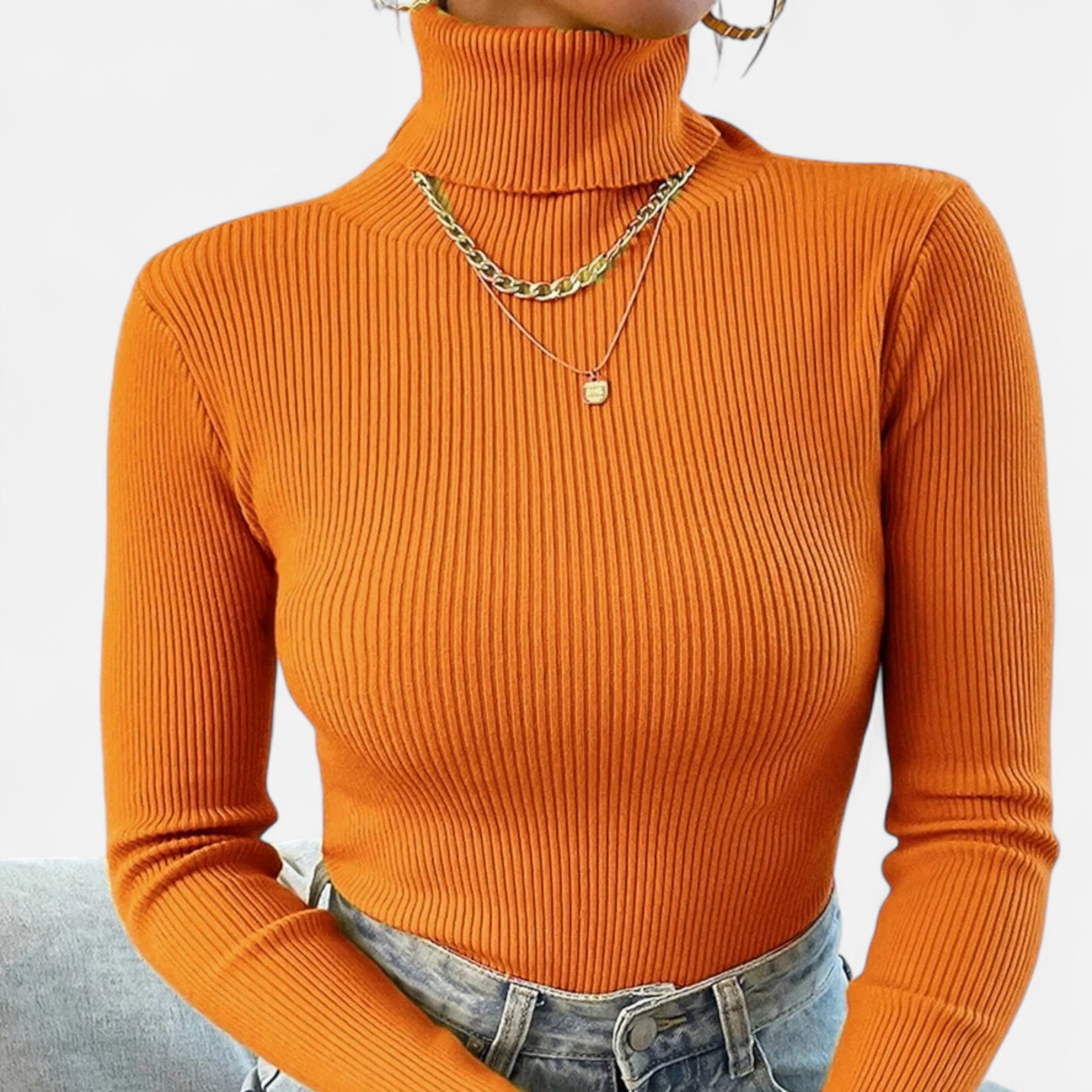 Women’s Ribbed Turtleneck Sweater – Soft Slim-Fit Winter Knit Top