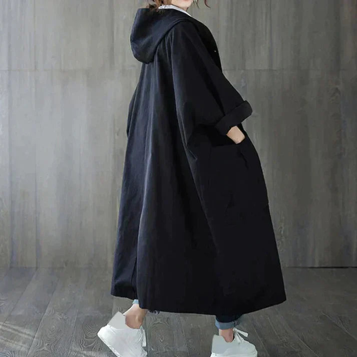 Classic oversized trench coat with belt for women
