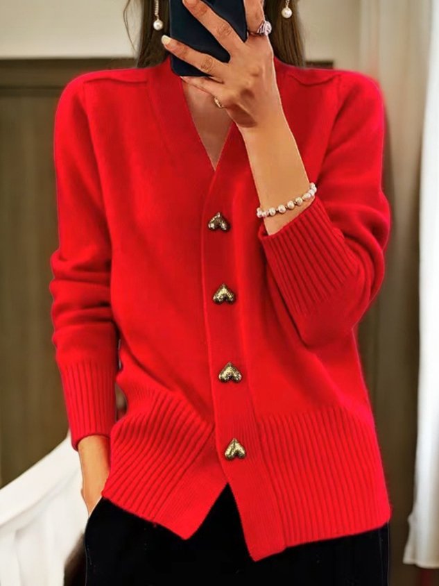 Annie Women's Knit Cardigan - Warm Wool Cardigan with Buttons for Autumn and Winter