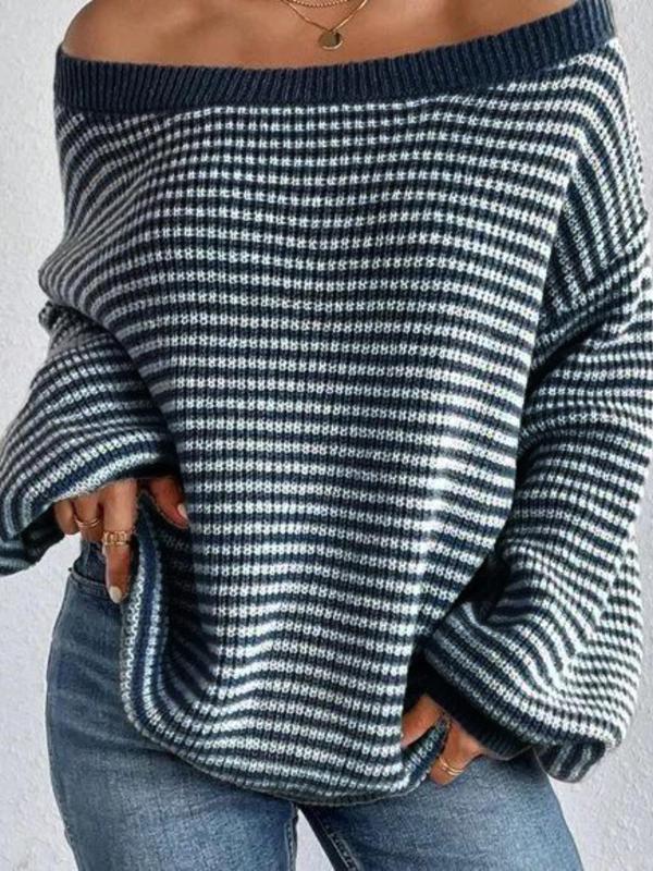 Women’s Cozy Striped Knit Sweater – Soft Organic Cotton Pullover