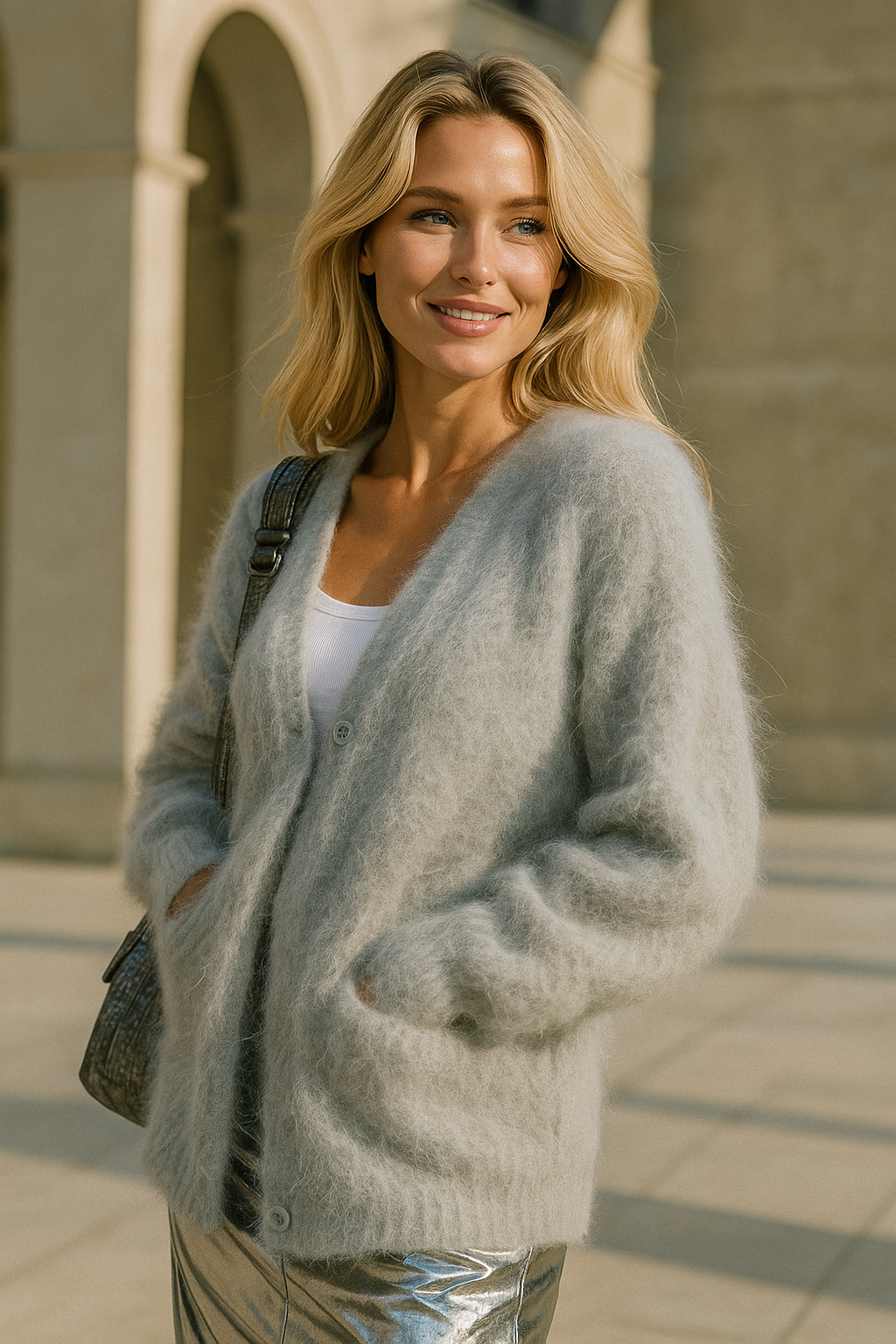 Oversized Knit Cardigan for Women – 100% Nylon Soft Lightweight Layer