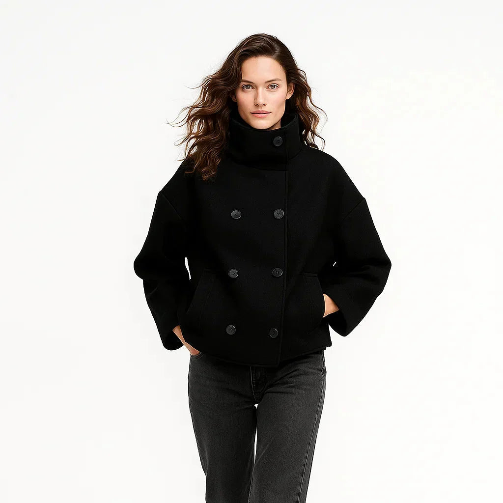 Cropped Double-Breasted Coat for Women