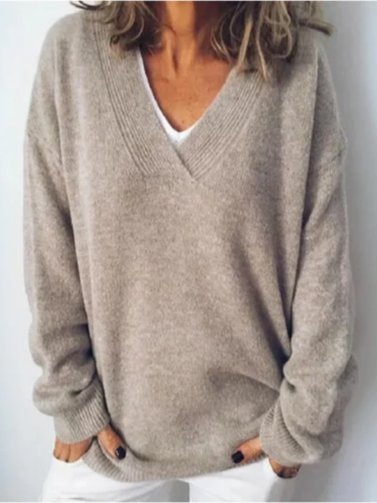 Ultra-Soft V-Neck Sweater for Women – Cozy Casual Knit Pullover