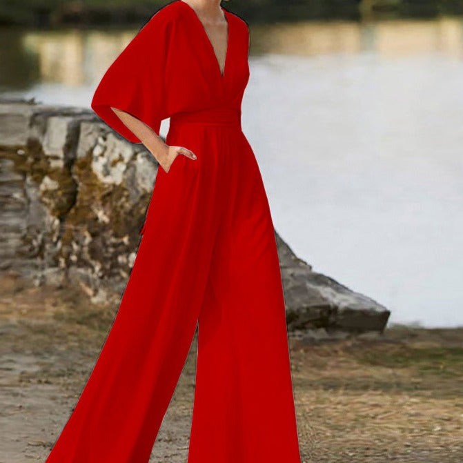 Xamira | Women’s Elegant V-Neck Jumpsuit